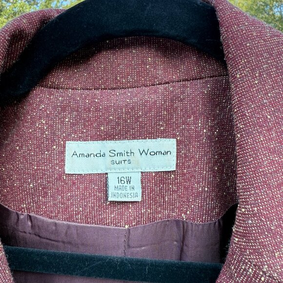 Very Pretty Maroon 2 Piece Amanda Smith Woman Suit- Skirt Set With Pockets! - Picture 3 of 6